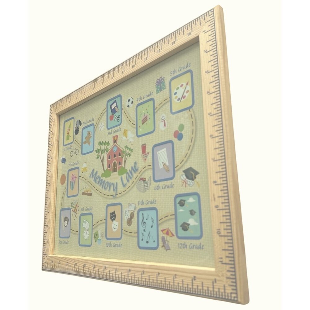 Memory Lane School Year Frame Wooden Exterior Ruler 12 Pictures K-12 NEW - Picture 2 of 4
